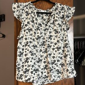 Flowy blouse with black floral print